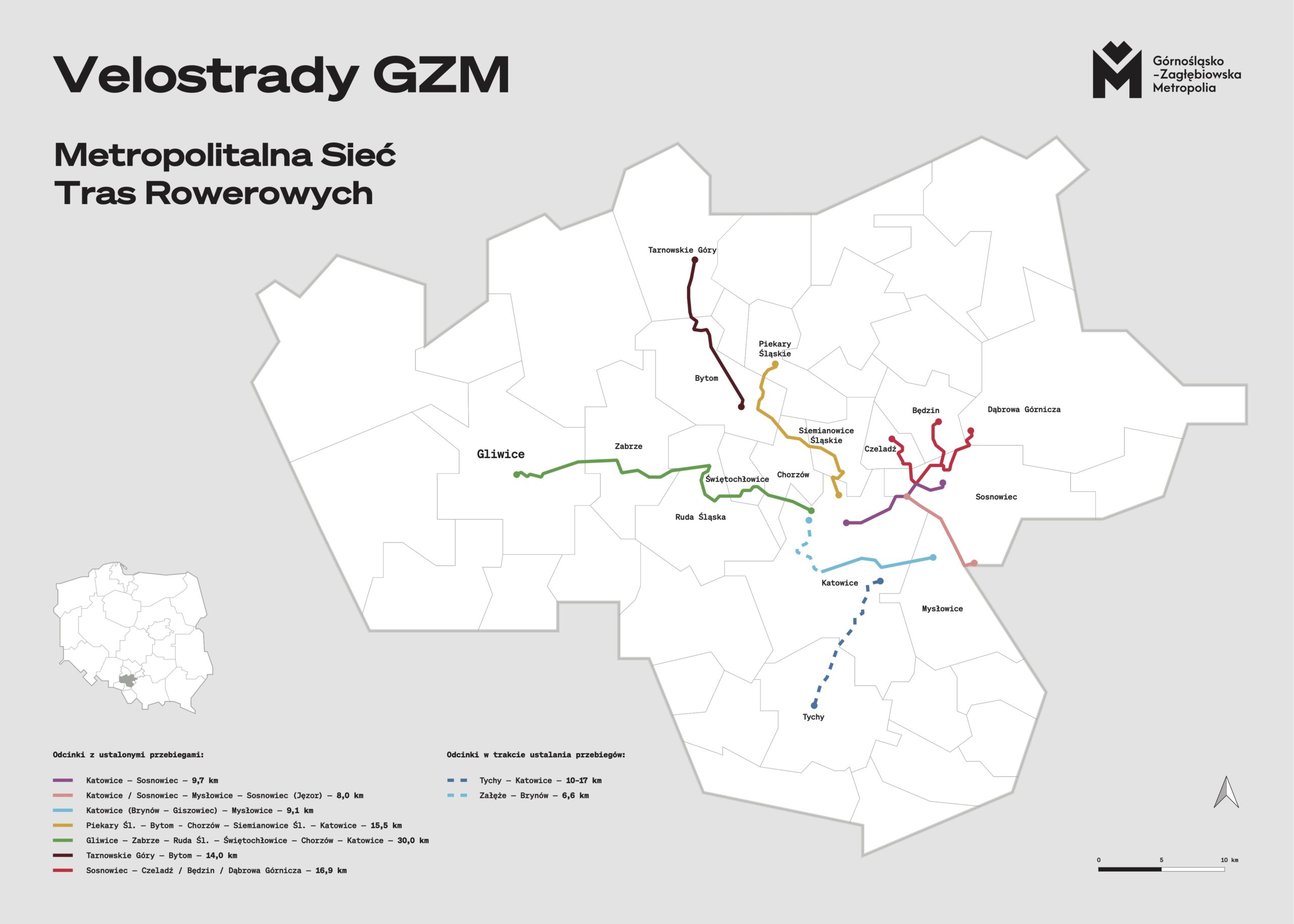 Mapa Velostarada GZM