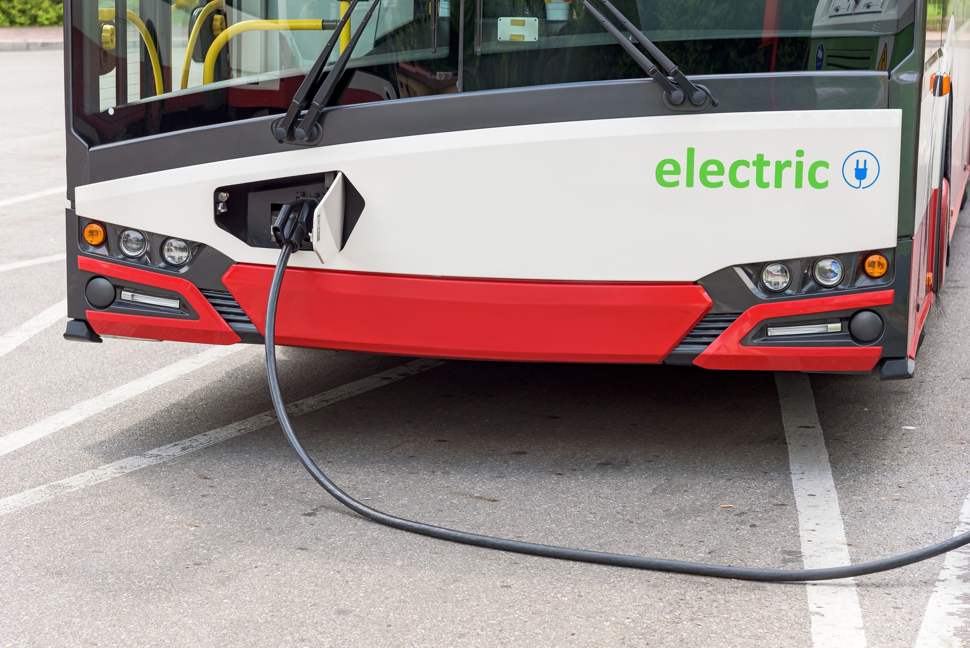 Electric bus at the charging station